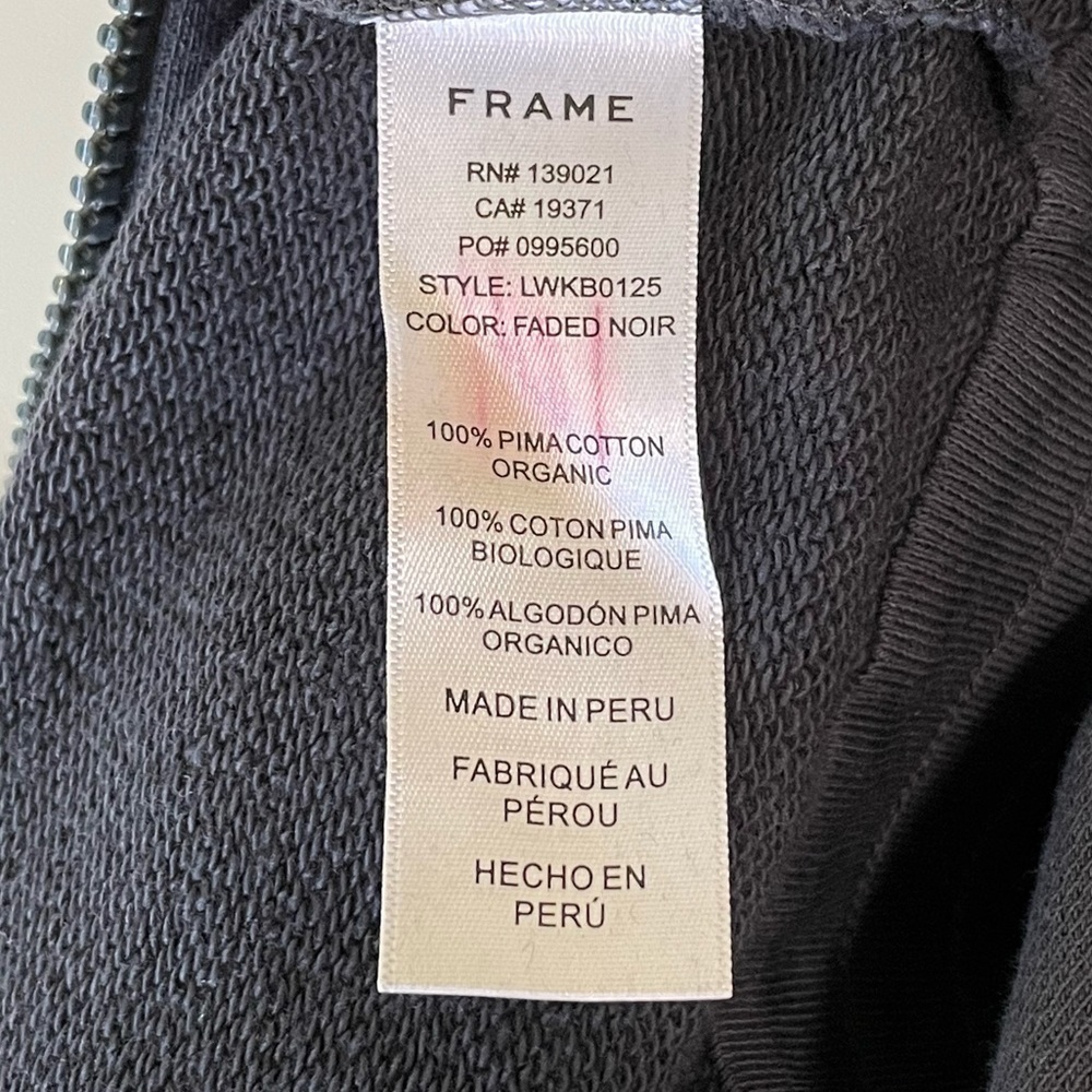 NWT Frame Easy Jumpsuit French Terry Organic Pima Cotton Faded Noir XS - Picture 14 of 16